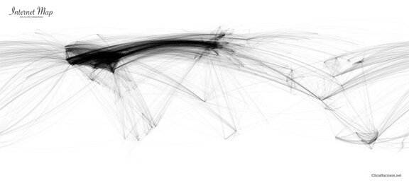 Internet city-to-city connections worldwide &copy; Chris Harrison, Human-Computer Interaction Institute, Carnegie Mellon University
