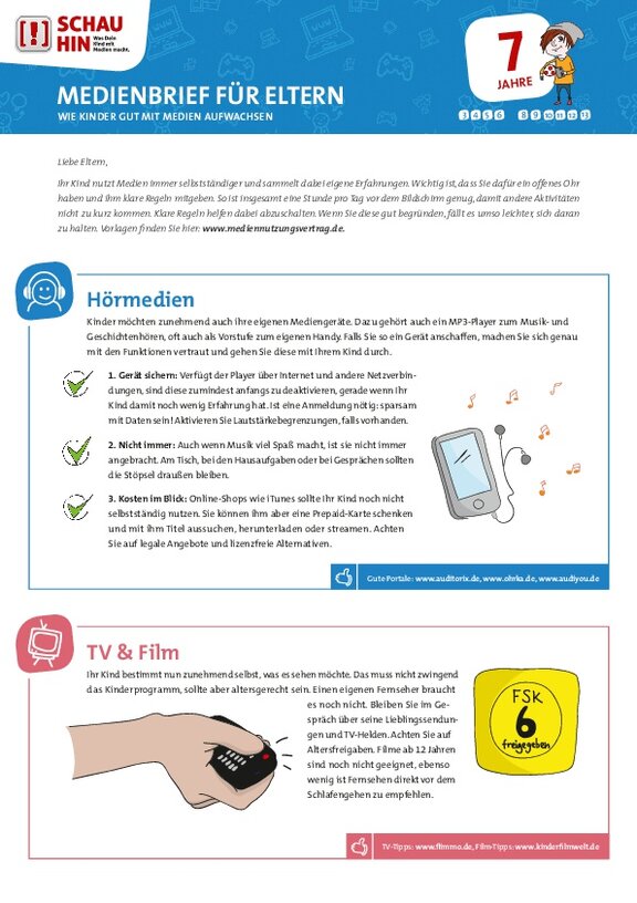 Ansicht: Medienbrief für Eltern - 7 Jahre Wie Kinder gut mit Medien aufwachsen