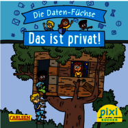 Comicfiguren, die in einem Baumhaus sind.