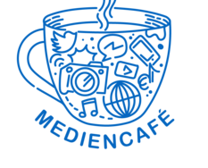 Eine Tasse, unter der "Mediencafé" steht.