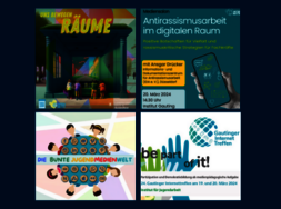 Plakate, die auf Veranstaltungen des Lokalen Netzwerkes Interaktiv hinweisen. 