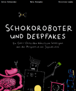 Comicartige Roboter, Smartphones und Computer