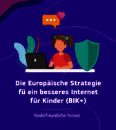 Eine Zeichnung, die eine Person zeigt, die am Tisch sitzt und einen Laptop vor sich stehen hat.