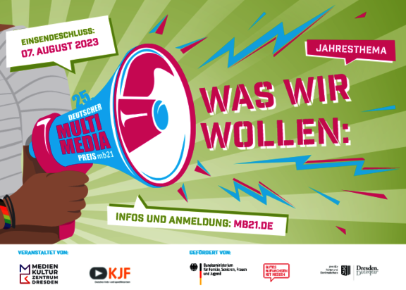 Ein gemaltes Megaphon und der Text "Was wir wollen".