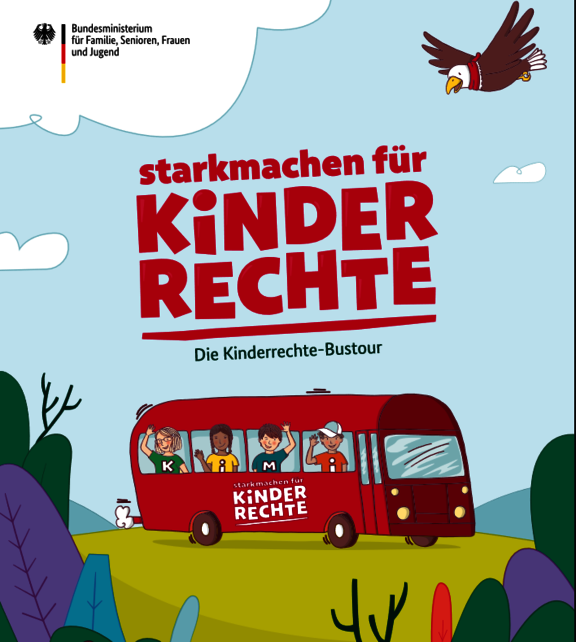 Kinderrechte-Bus mit Kindern