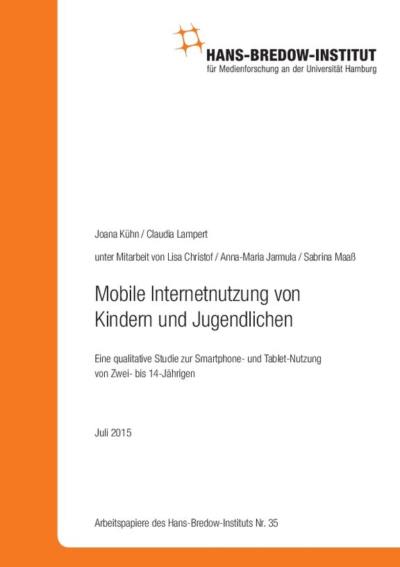Ansicht: Mobile Internetnutzung von
Kindern und Jugendlichen Eine qualitative Studie zur Smartphone- und Tablet-Nutzung von Zwei- bis 14-Jährigen