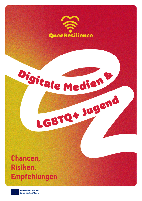 Cover des Guidebooks mit der Aufschrift "Digitale Medien & LGBTQ+ Jugend"  