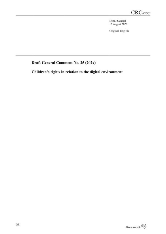 Ansicht: Allgemeine Bemerkung des Kinderrechte-Ausschuss der Vereinten Nationen zu den Rechten der Kinder in Bezug auf das digitale Umfeld 