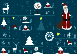 Ein Adventskalender mit Zahlen von 1 bis 24
