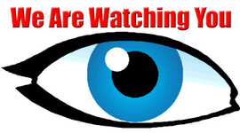 Auge mit Schriftzug 'We are watching you'