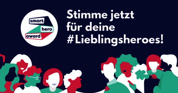 Sharepic mit Aufschrift "Stimme jetzt für deine Lieblingsheroes"  