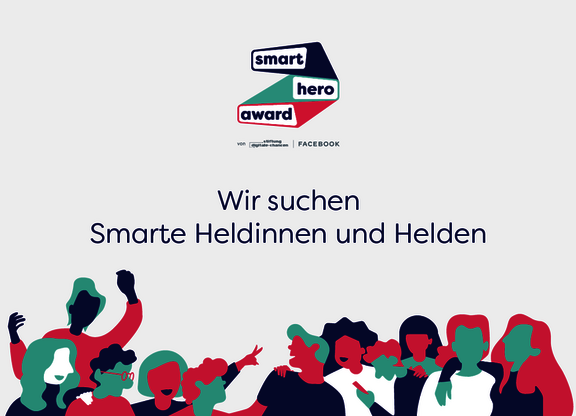 Sharepic mit Aufschrift Wir suchen smarte Held:innen  