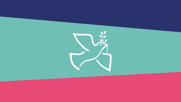 Banner in SHA Farben mit Friedenstaube