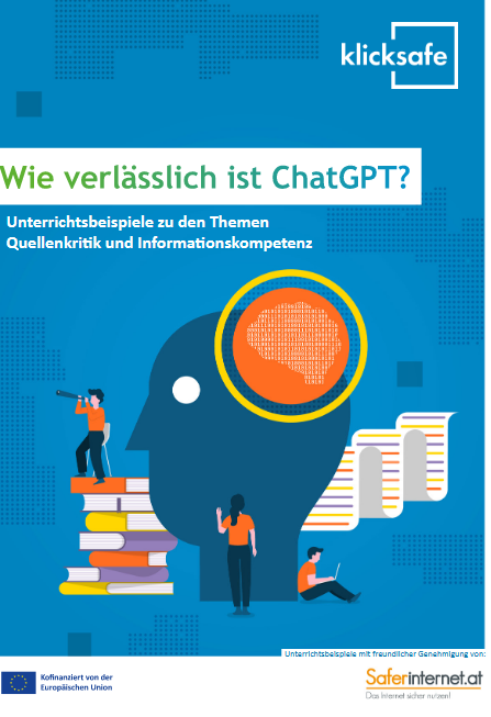 Ein gezeichneter Kopf, neben dem Menschen und Bücher abgebildet sind.