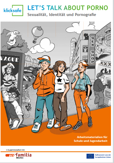 Drei Comicfiguren, die nebeneinander stehen.