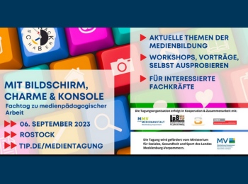 Eine bunte Tastatur, auf der ein Text abgebildet ist.